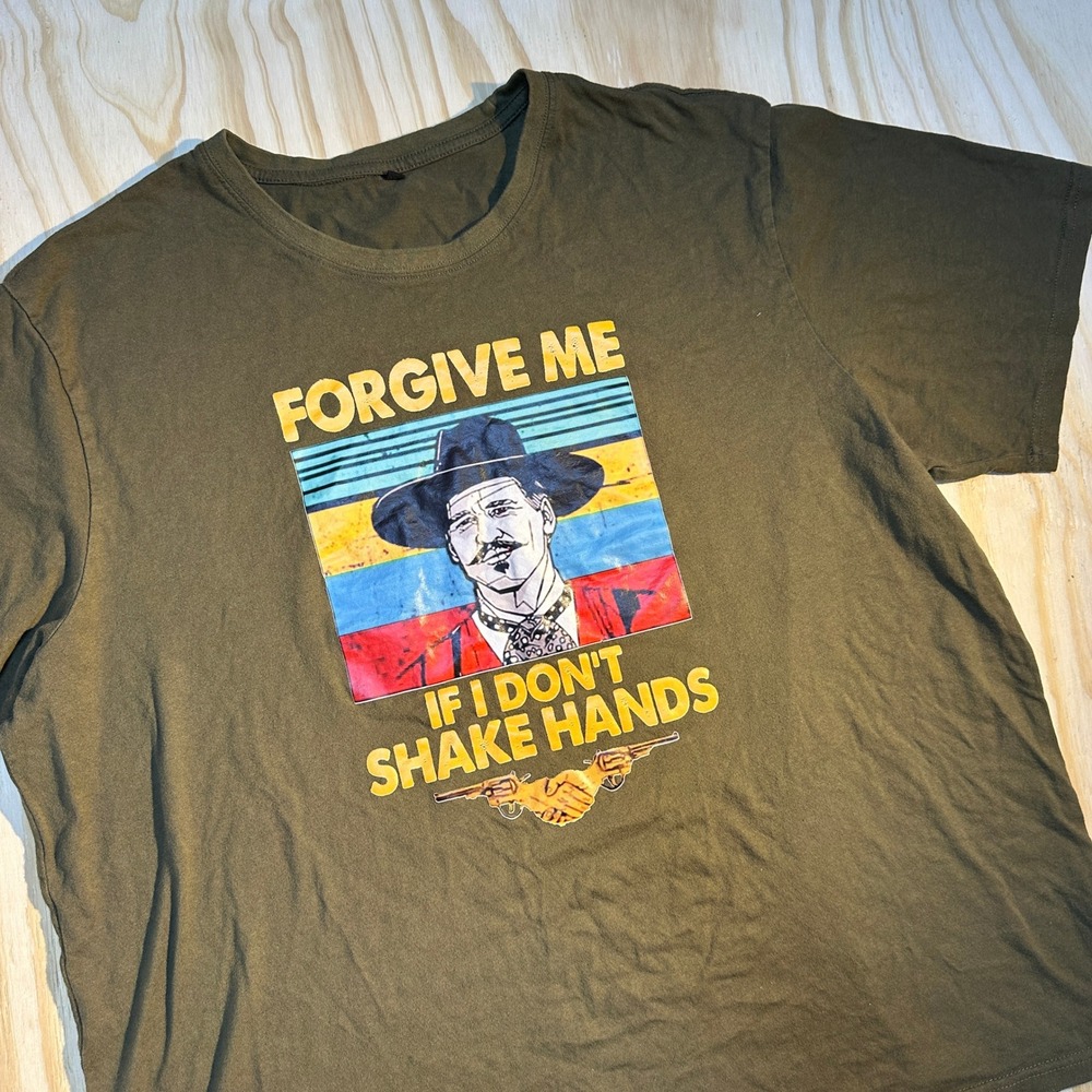 Tombstone Doc Holliday Graphic Tee Olive Green 3XL Mens Shirt